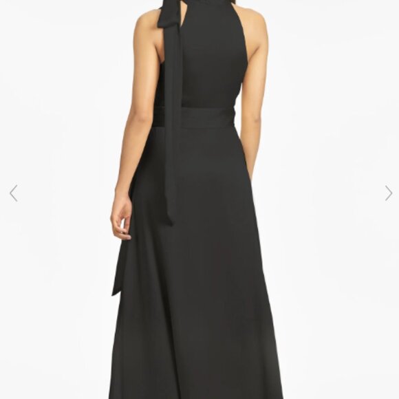 Sachin & Babi Kayla Gown - Black Tie Neck Maxi Crinkle Dress SZ 8 - Picture 2 of 8